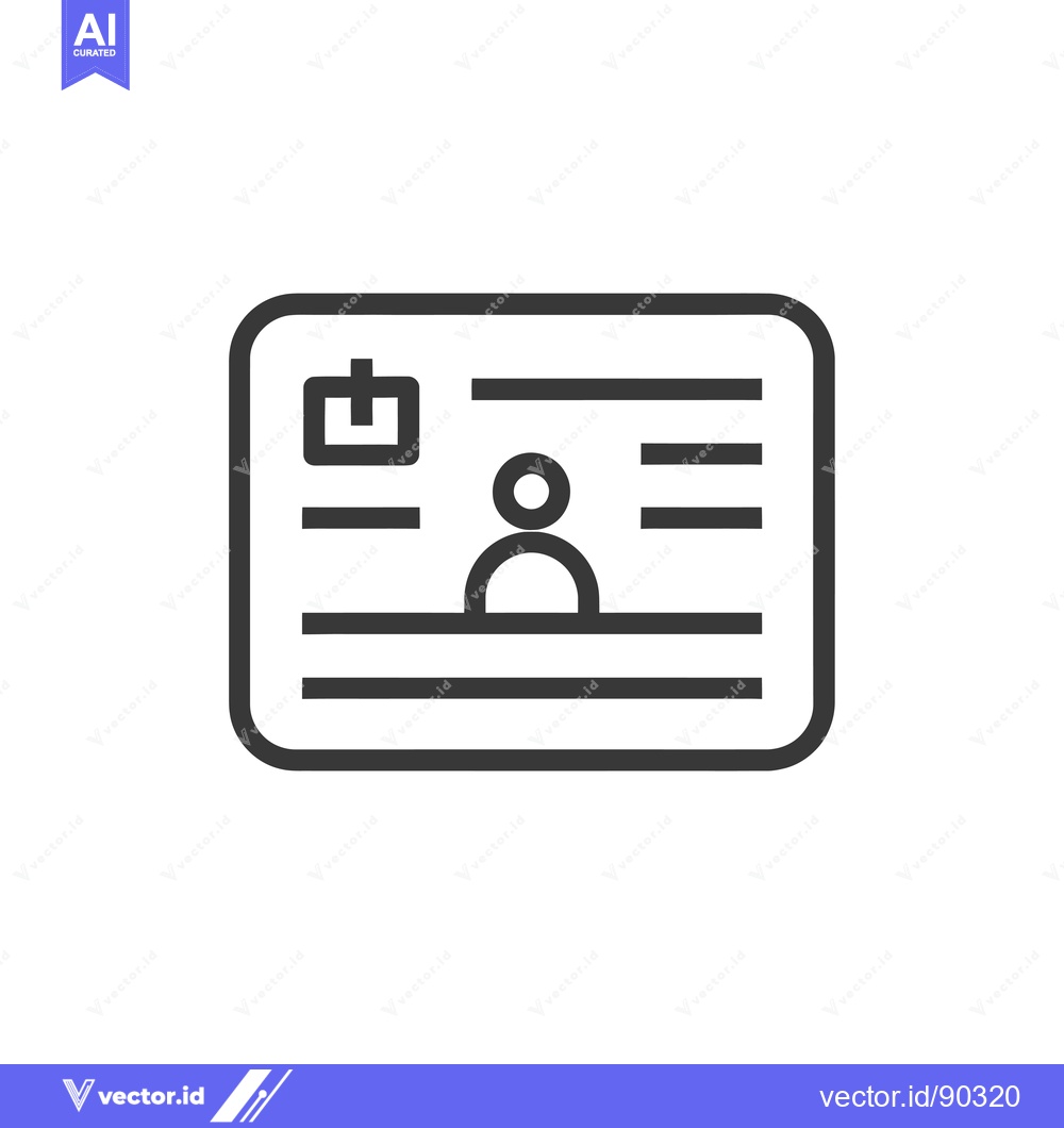 Premium Vector dari Outline Icon of a Rectangular Card with a Profile Picture and Informat