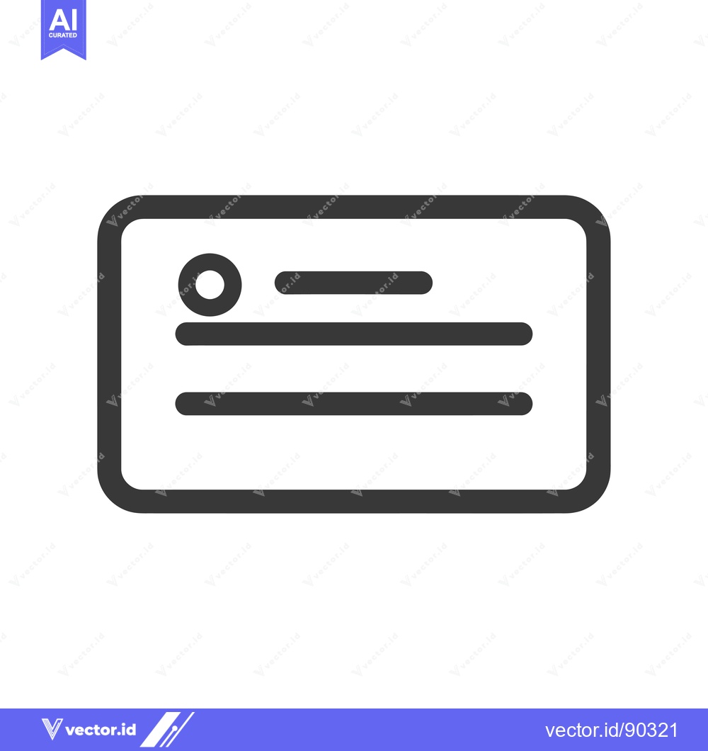 Premium Vector dari Outline Icon of a Rectangular Card with Rounded Corners and Three Hori