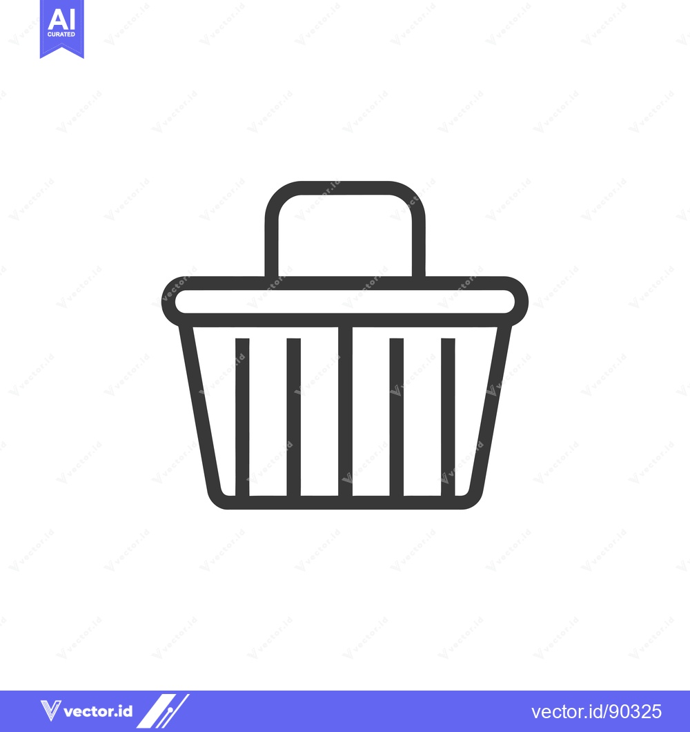 Premium Vector dari Outline Icon of a Shopping Basket with a Handle