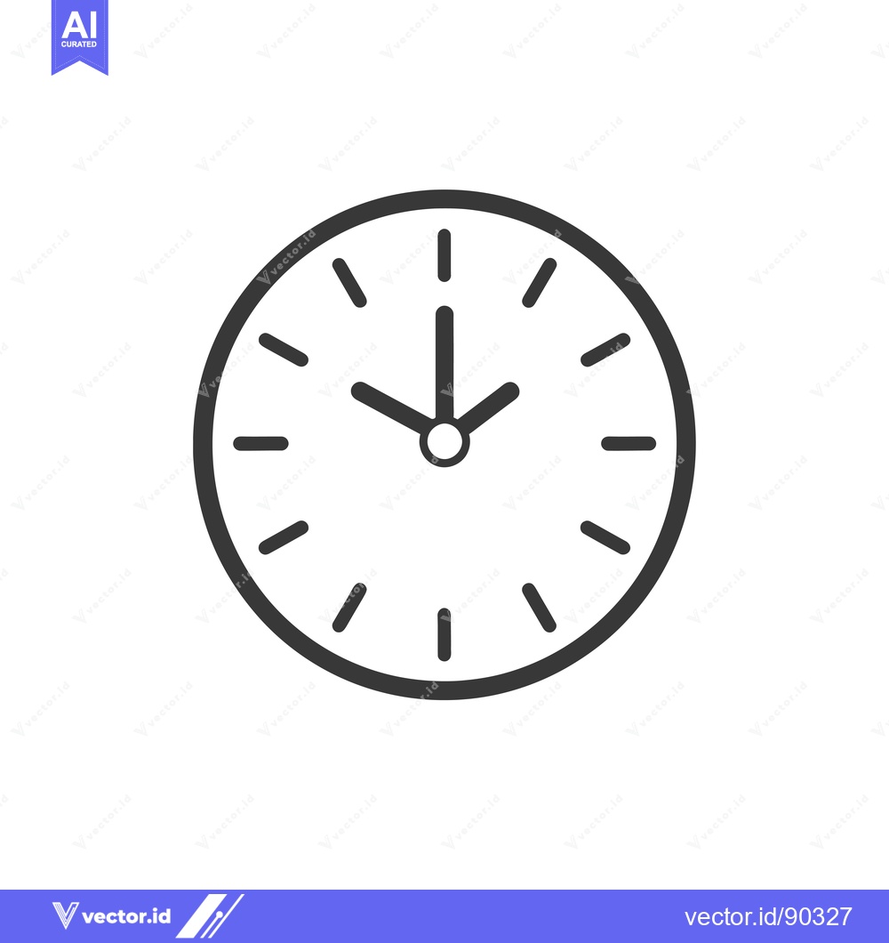 Premium Vector of Outline Icon of a Simple Clock Face