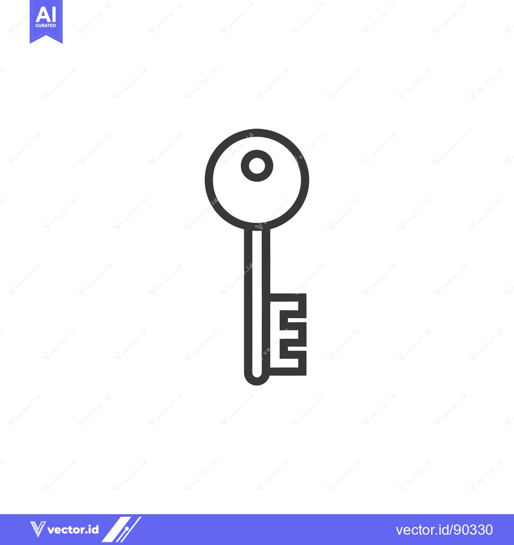 Premium Vector dari Outline Icon of a Simple Key with a Round Head
