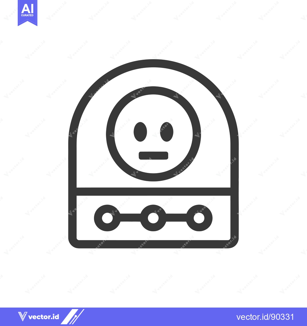 Premium Vector dari Outline Icon of a Smart Electrical Outlet with a Neutral Facial Expres