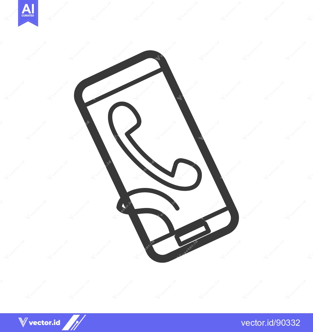 Premium Vector dari Outline Icon of a Smartphone with a Phone Icon on the Screen