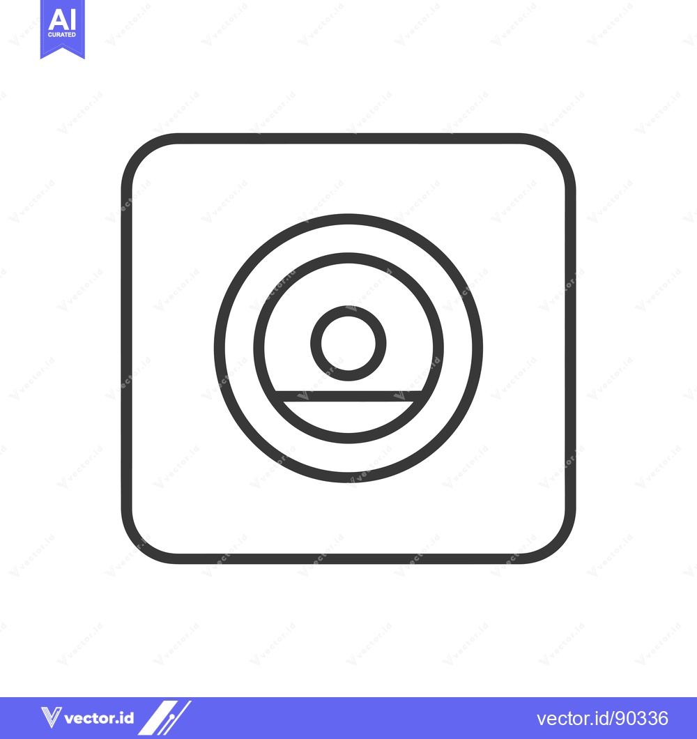 Premium Vector of Outline Icon of a Square with a Circle Inside with a Smaller Circle in