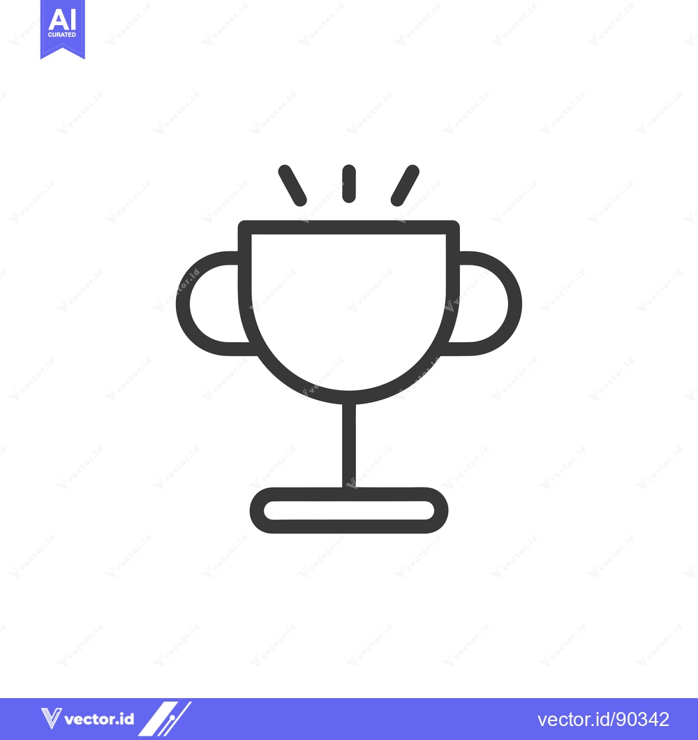 Premium Vector dari Outline Icon of a Trophy with Handles and a Base