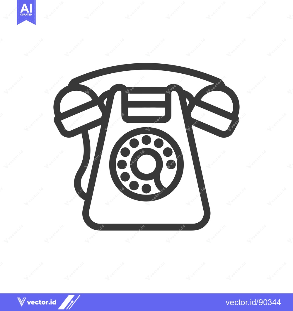 Premium Vector of Outline Icon of a Vintage Rotary Dial Phone