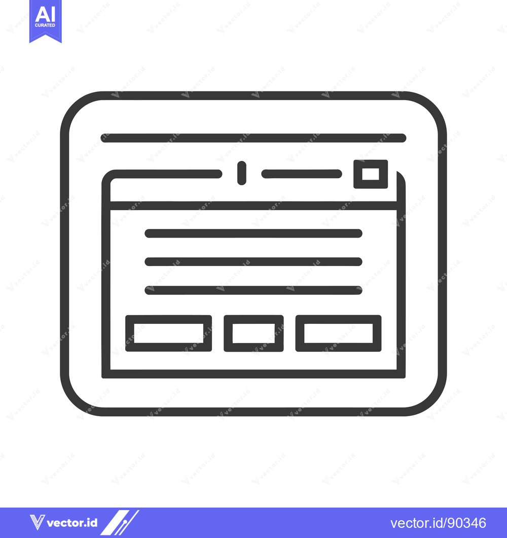 Premium Vector dari Outline Icon of a Website with a Search Bar, Content, and Buttons