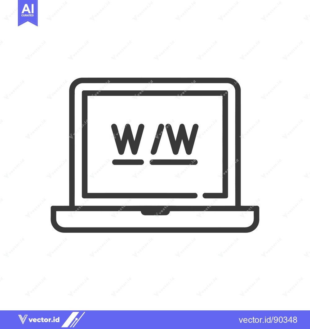 Premium Vector dari Outline Icon of Laptop with WWW Symbol on Screen