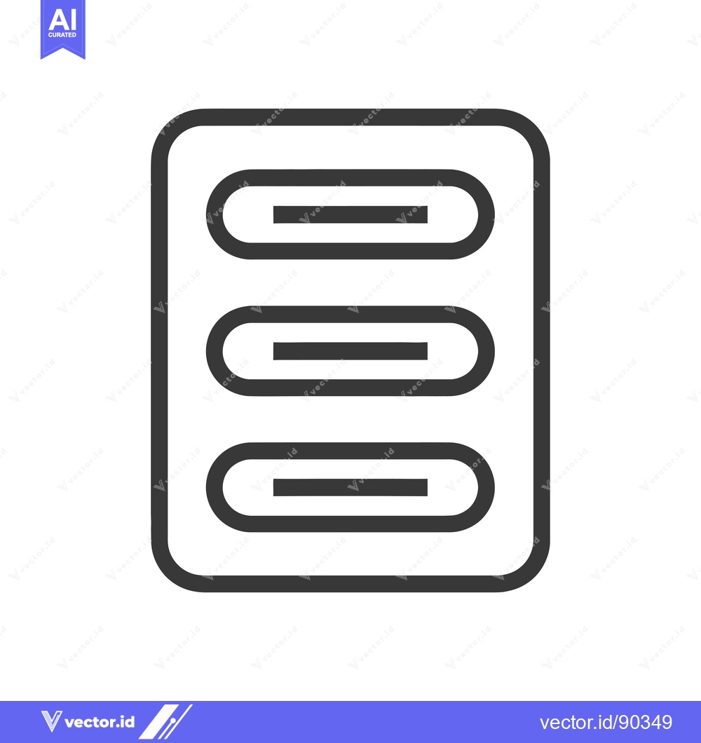 Premium Vector dari Outline Icon of Three Horizontal Lines in a Square