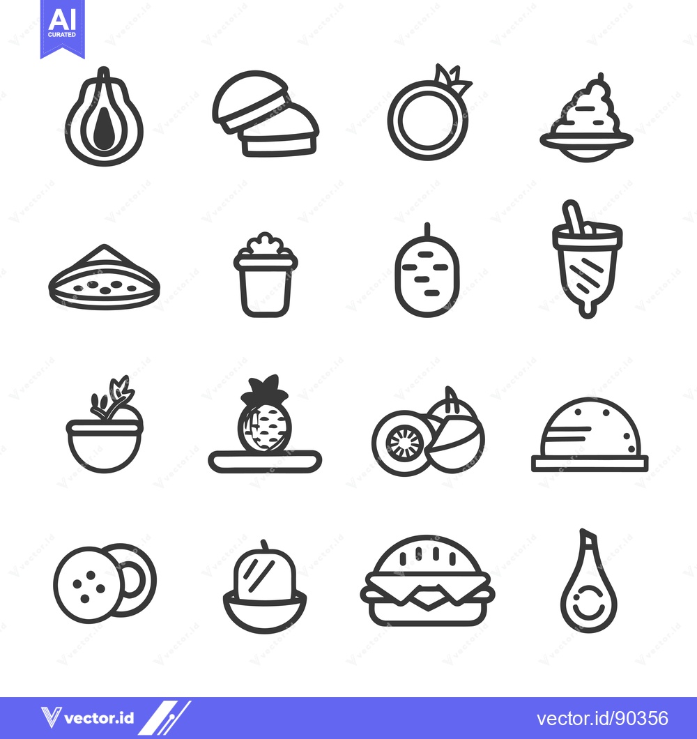 Premium Vector dari Outline Icon Set of Food and Drink Items