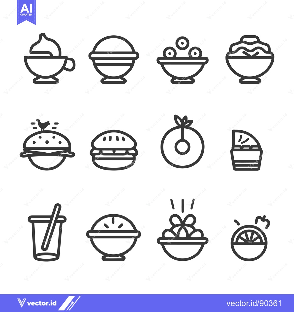 Premium Vector dari Outline Icons of Food and Drinks