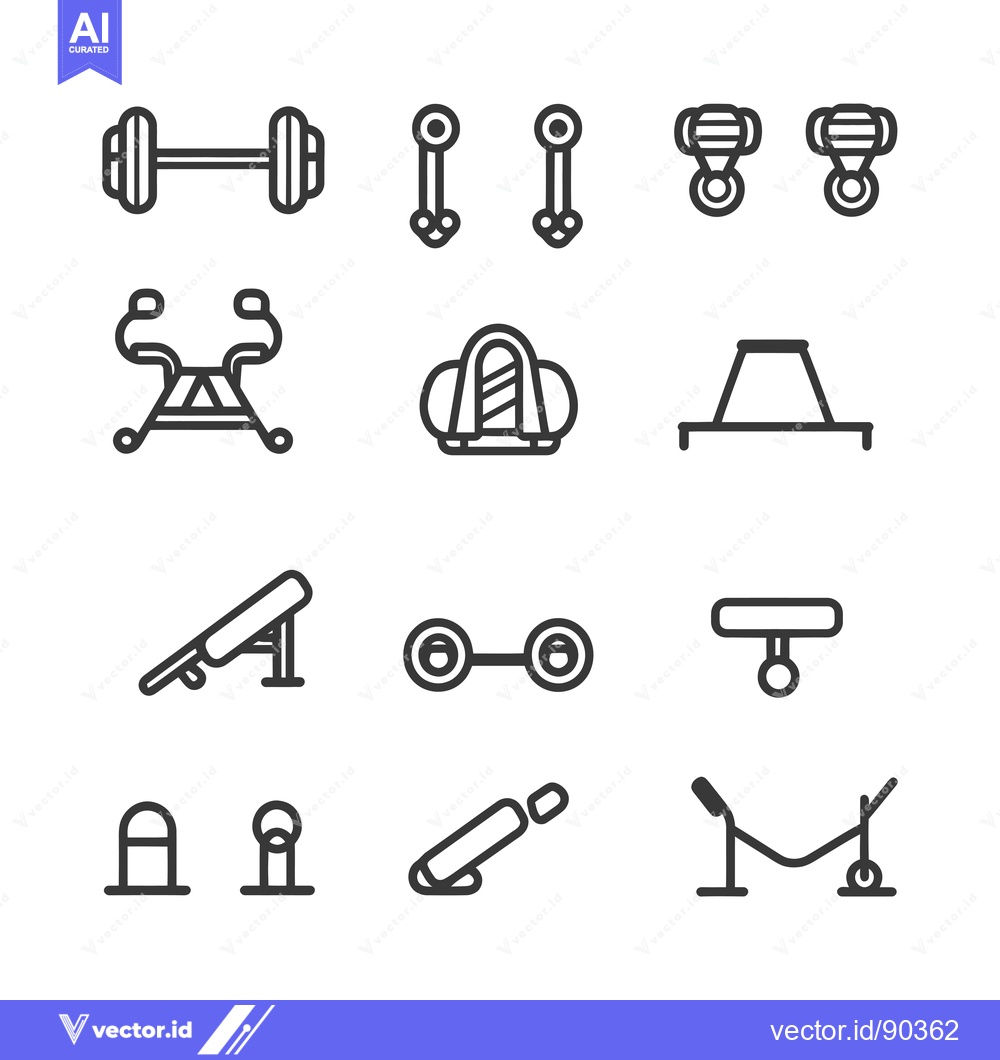 Premium Vector dari Outline Icons of Gym Equipment for Workout