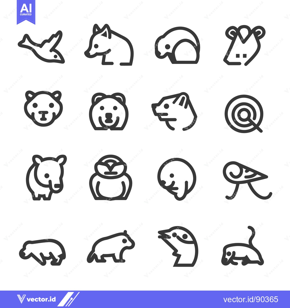 Premium Vector dari Outline Icons of Various Animals