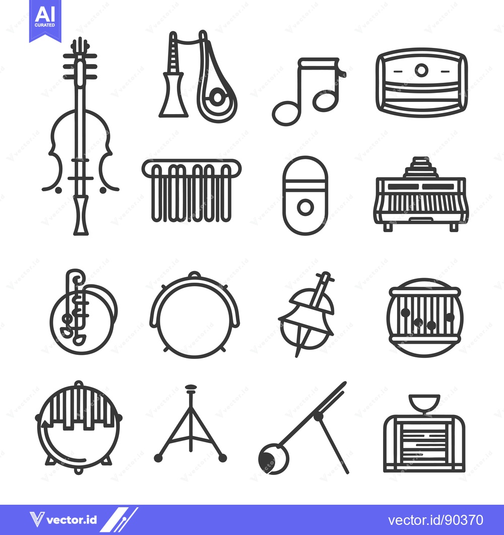 Premium Vector dari Outline Icons of Various Musical Instruments
