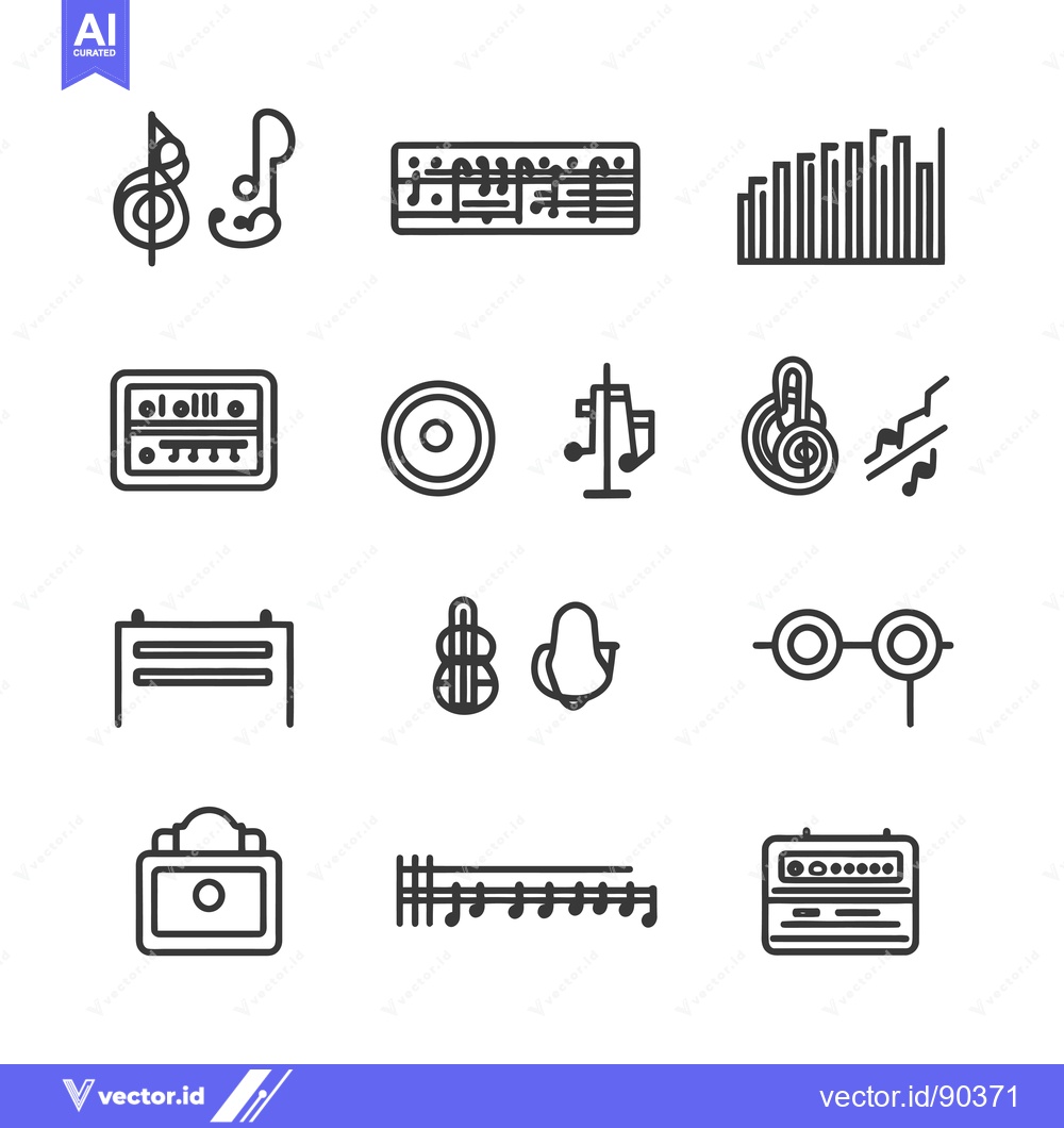 Premium Vector of Outline Icons of Various Music Instruments and Symbols
