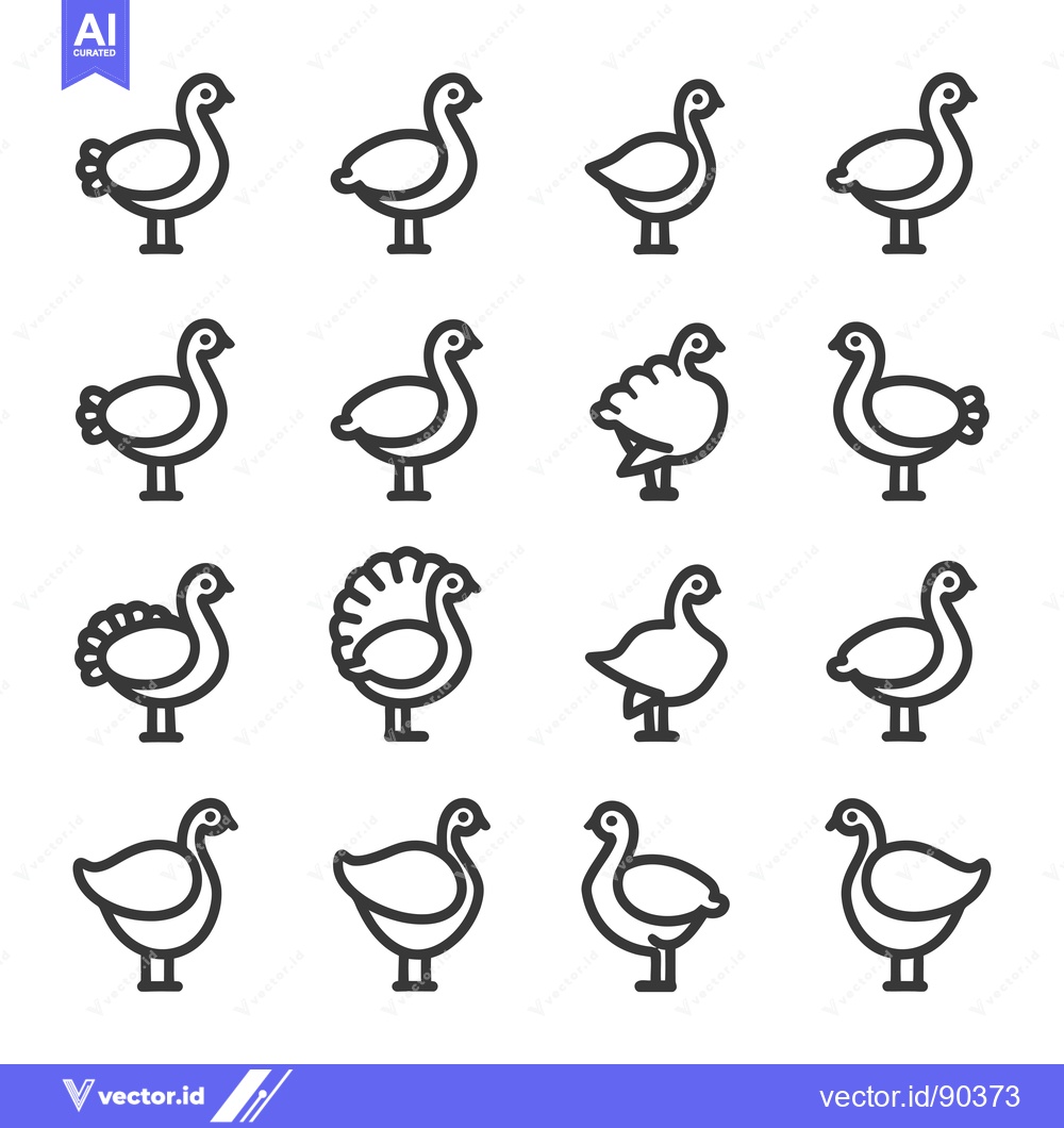Premium Vector of Outline Icons of Various Turkey Breeds