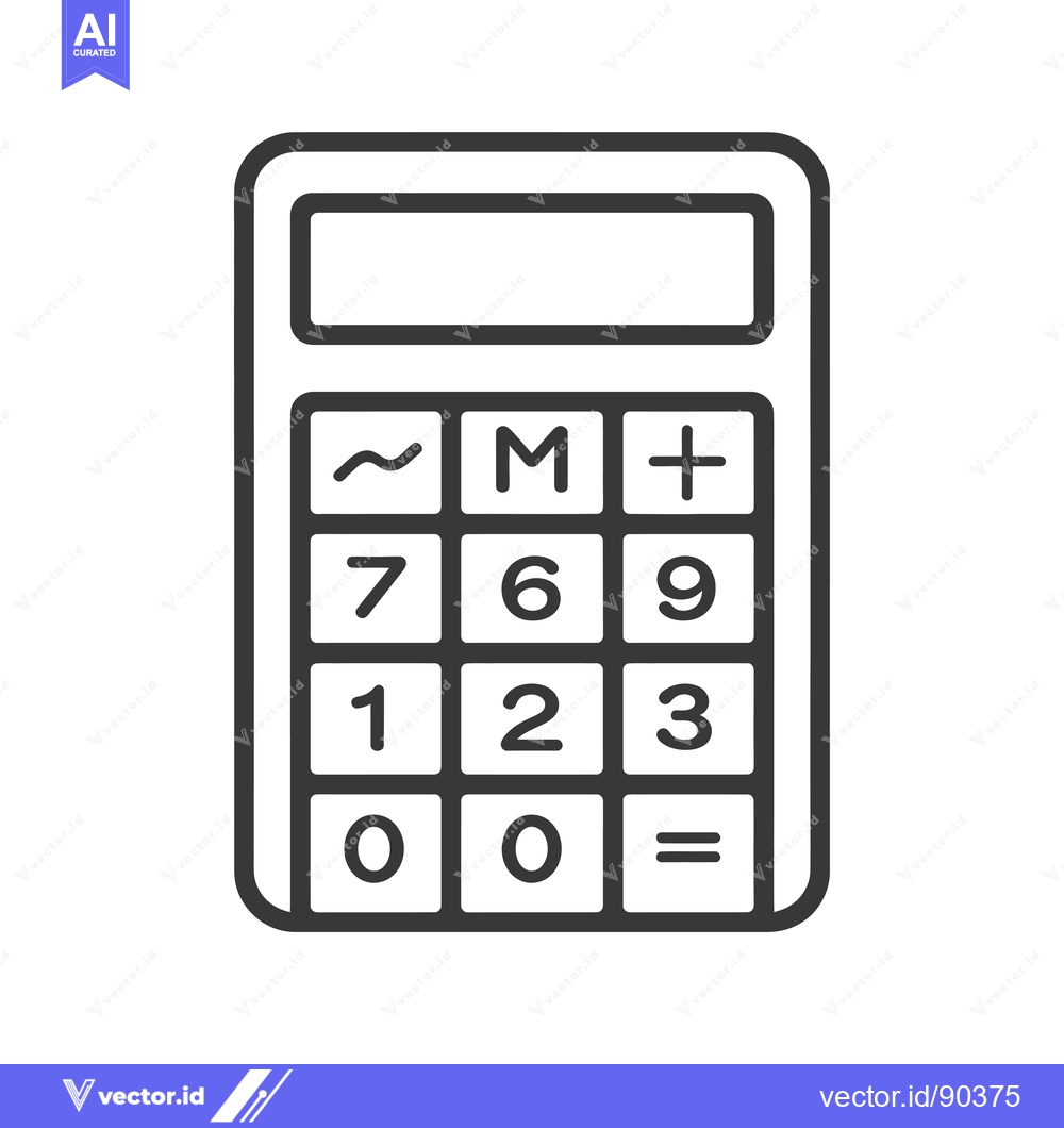 Premium Vector of Outline Illustration of a Basic Calculator with Numerical and Mathemat