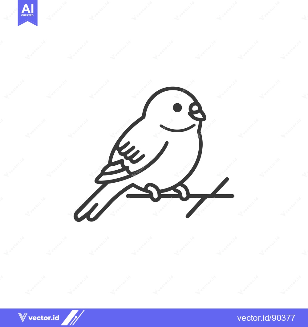 Premium Vector dari Outline Illustration of a Bird Perched on a Branch