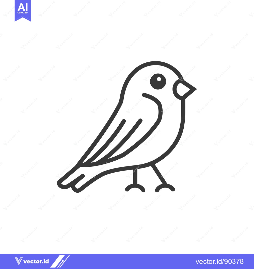 Premium Vector dari Outline Illustration of a Bird with Large Eyes