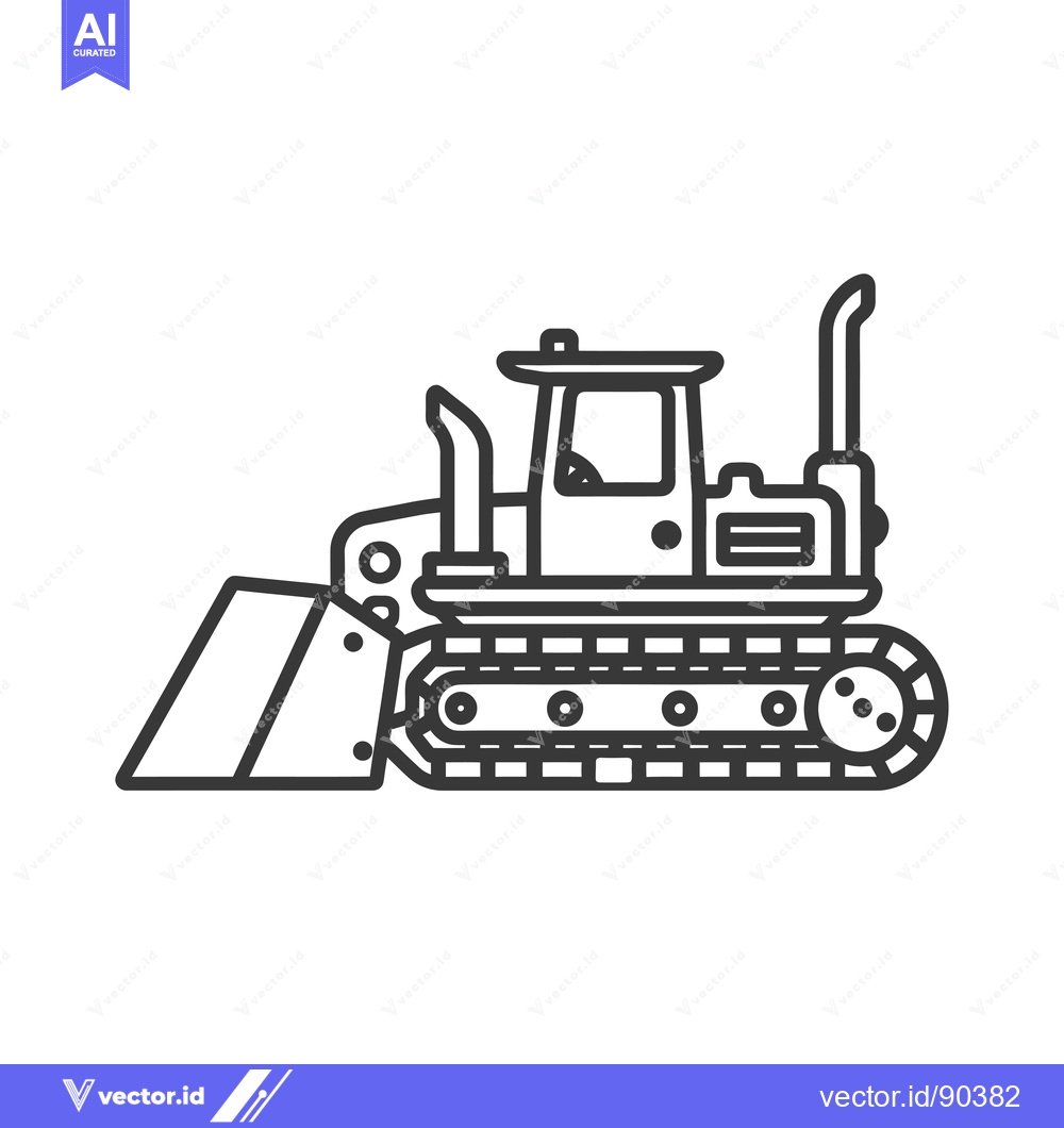 Premium Vector dari Outline Illustration of a Bulldozer with a Blade