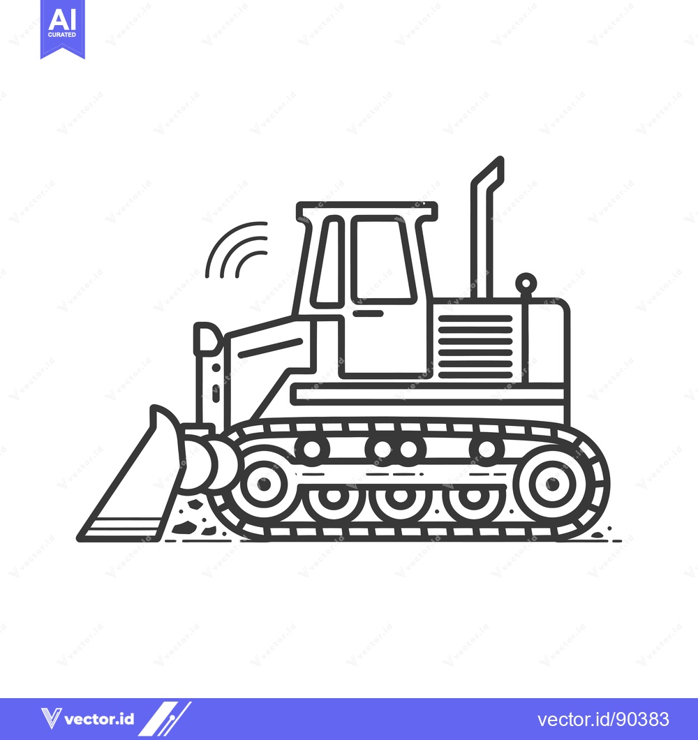 Premium Vector dari Outline Illustration of a Bulldozer with a Raised Blade