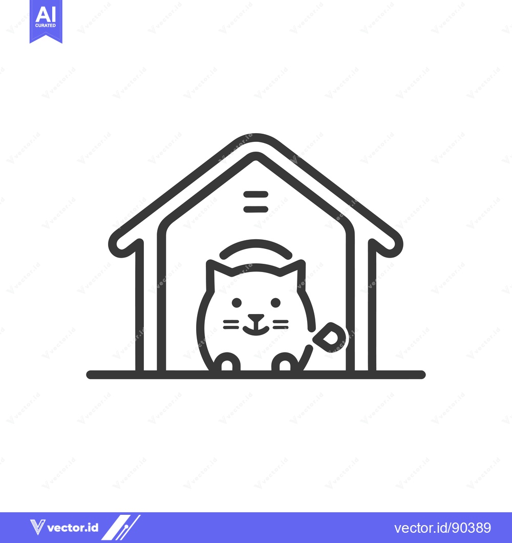 Premium Vector of Outline Illustration of a Cat Inside a House