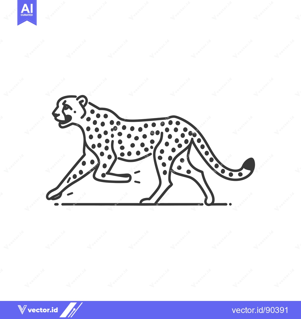 Premium Vector dari Outline Illustration of a Cheetah Running