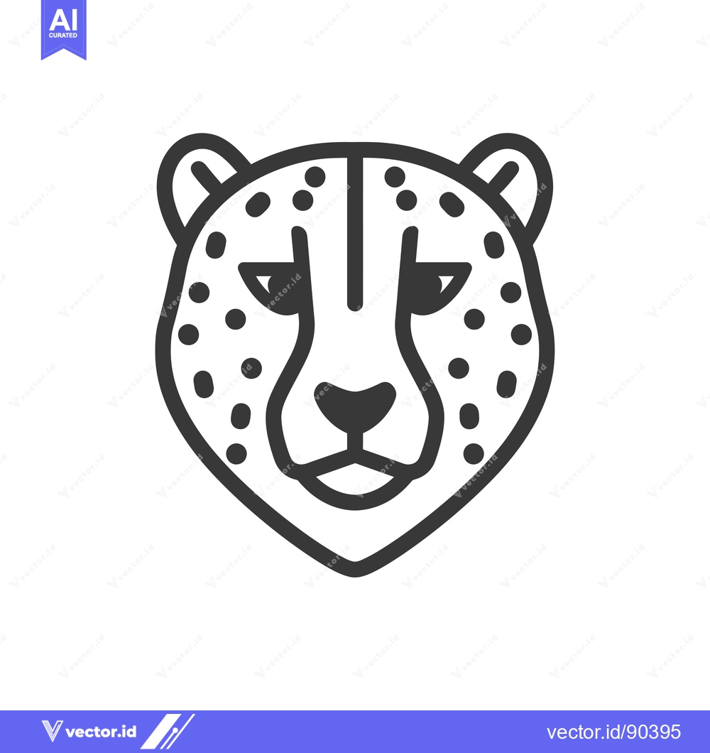 Premium Vector dari Outline Illustration of a Cheetah's Head with Spots