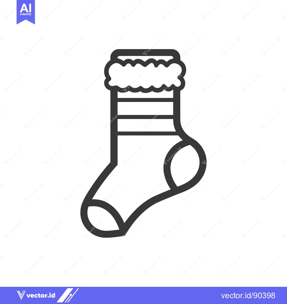 Premium Vector dari Outline Illustration of a Christmas Stocking with a Furry Top