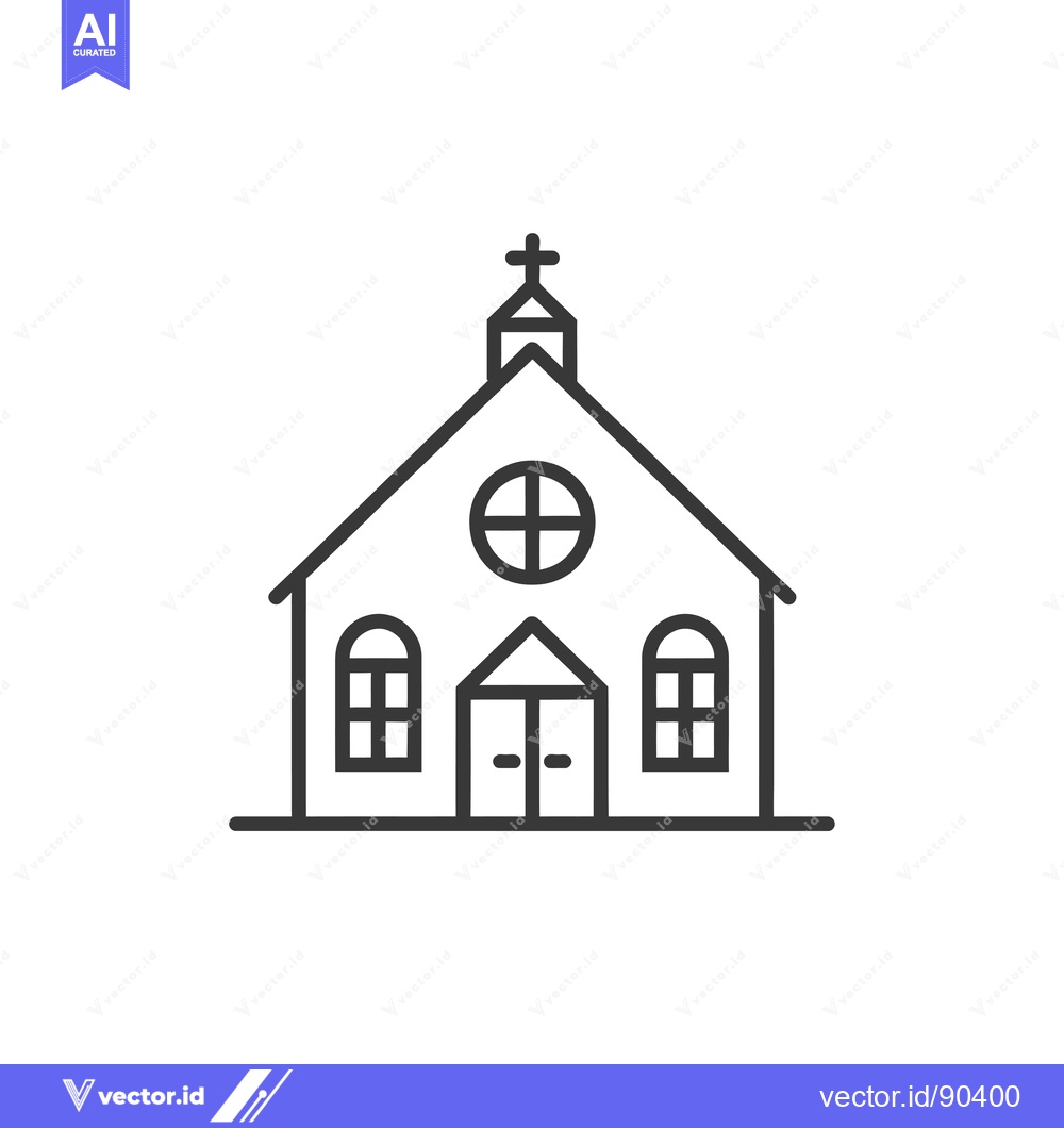 Premium Vector dari Outline illustration of a church building