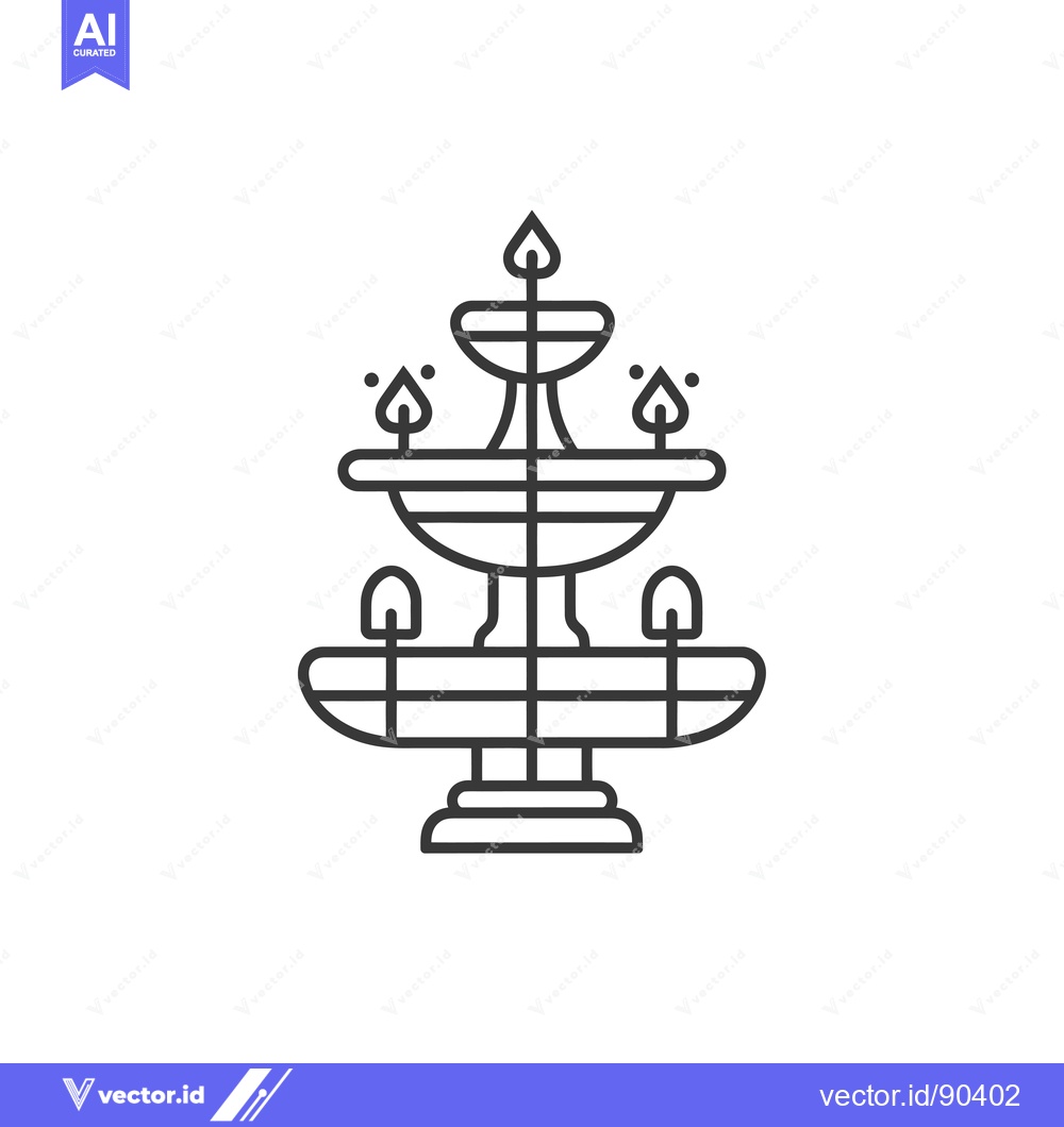 Premium Vector dari Outline Illustration of a Classic Water Fountain