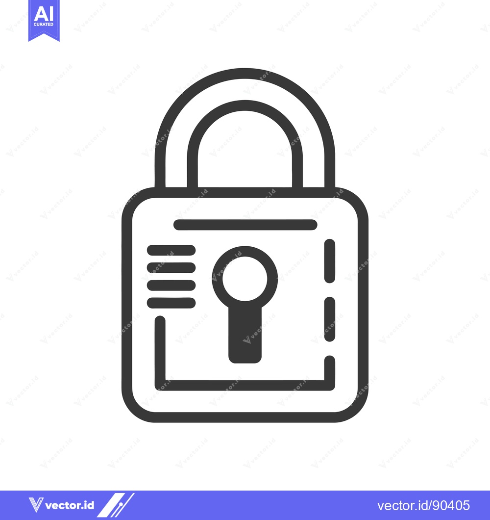 Premium Vector of Outline Illustration of a Closed Padlock
