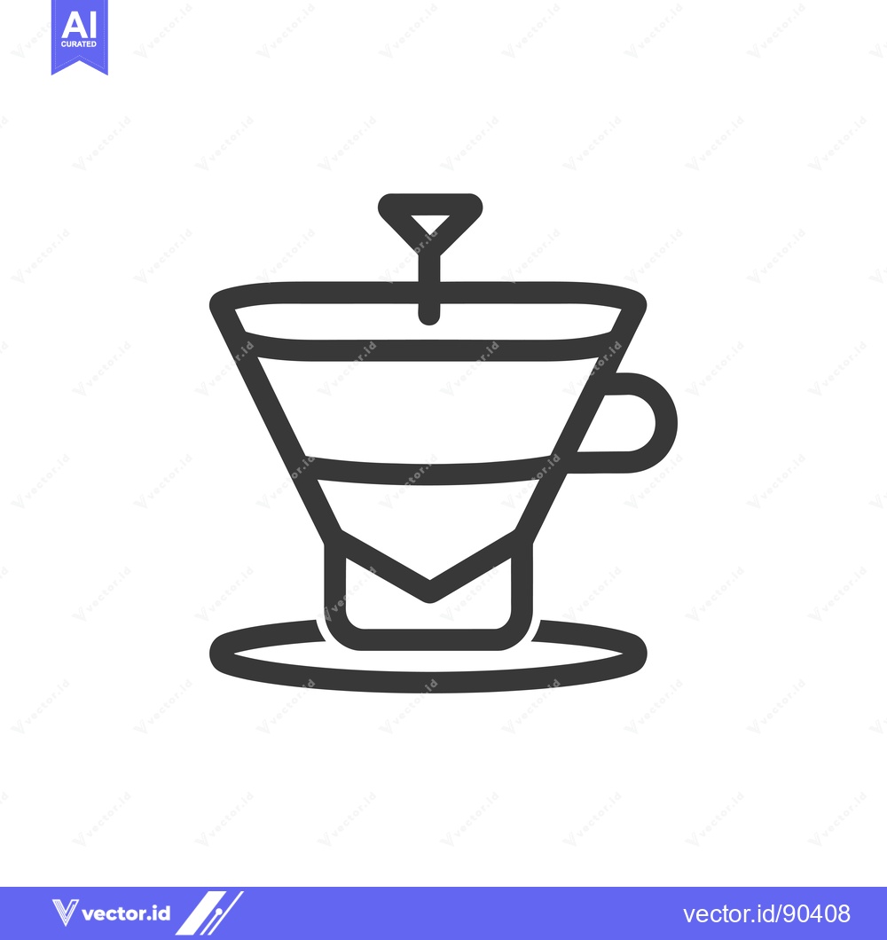 Premium Vector of Outline Illustration of a Coffee Dripper