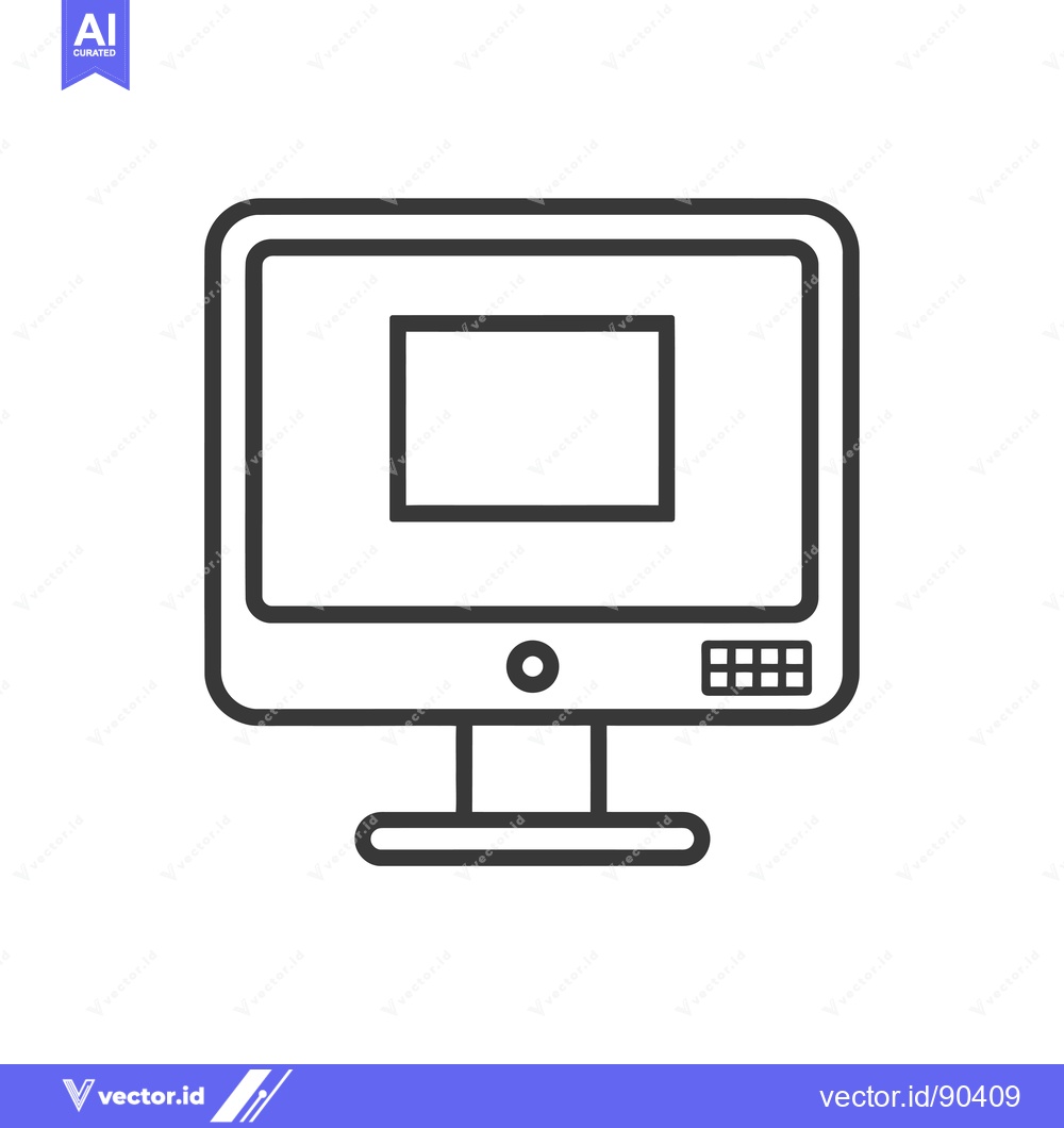 Premium Vector dari Outline illustration of a desktop computer monitor