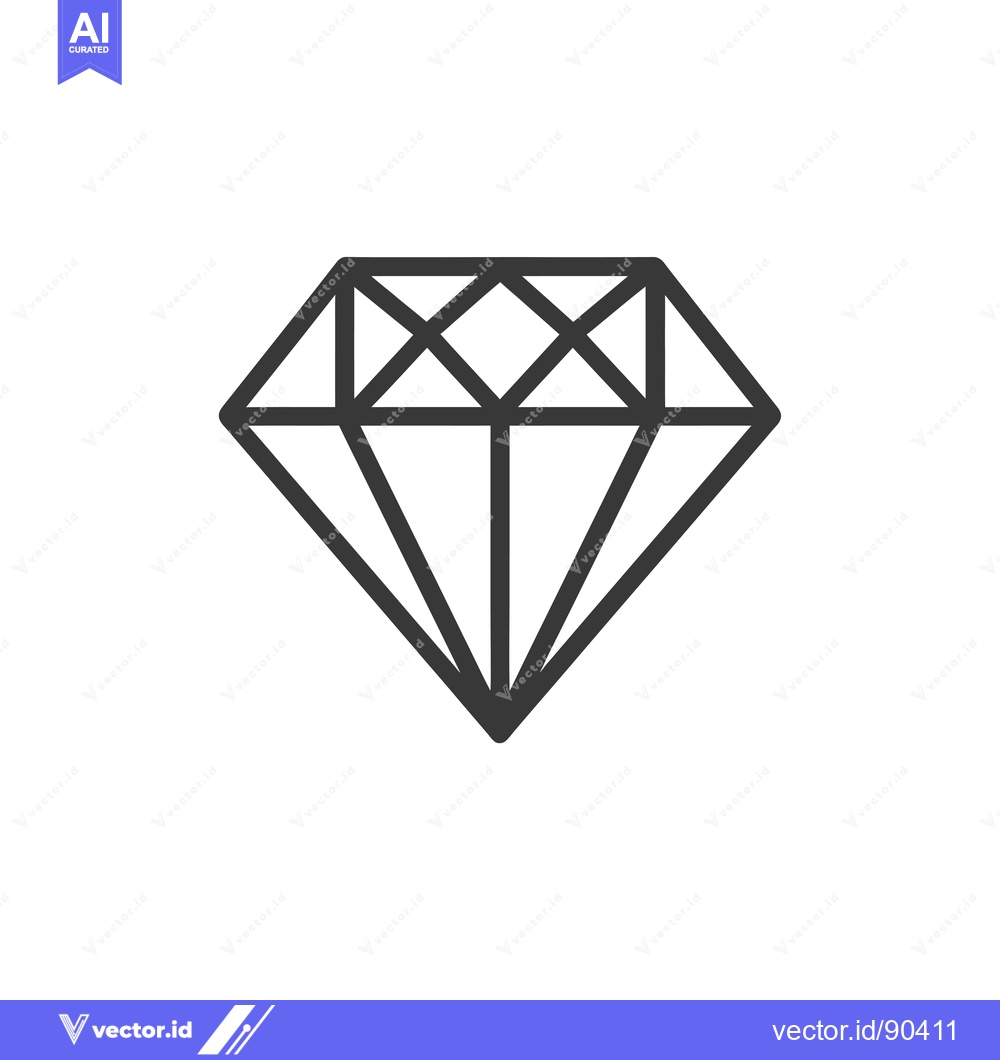 Premium Vector dari Outline Illustration of a Diamond Gemstone