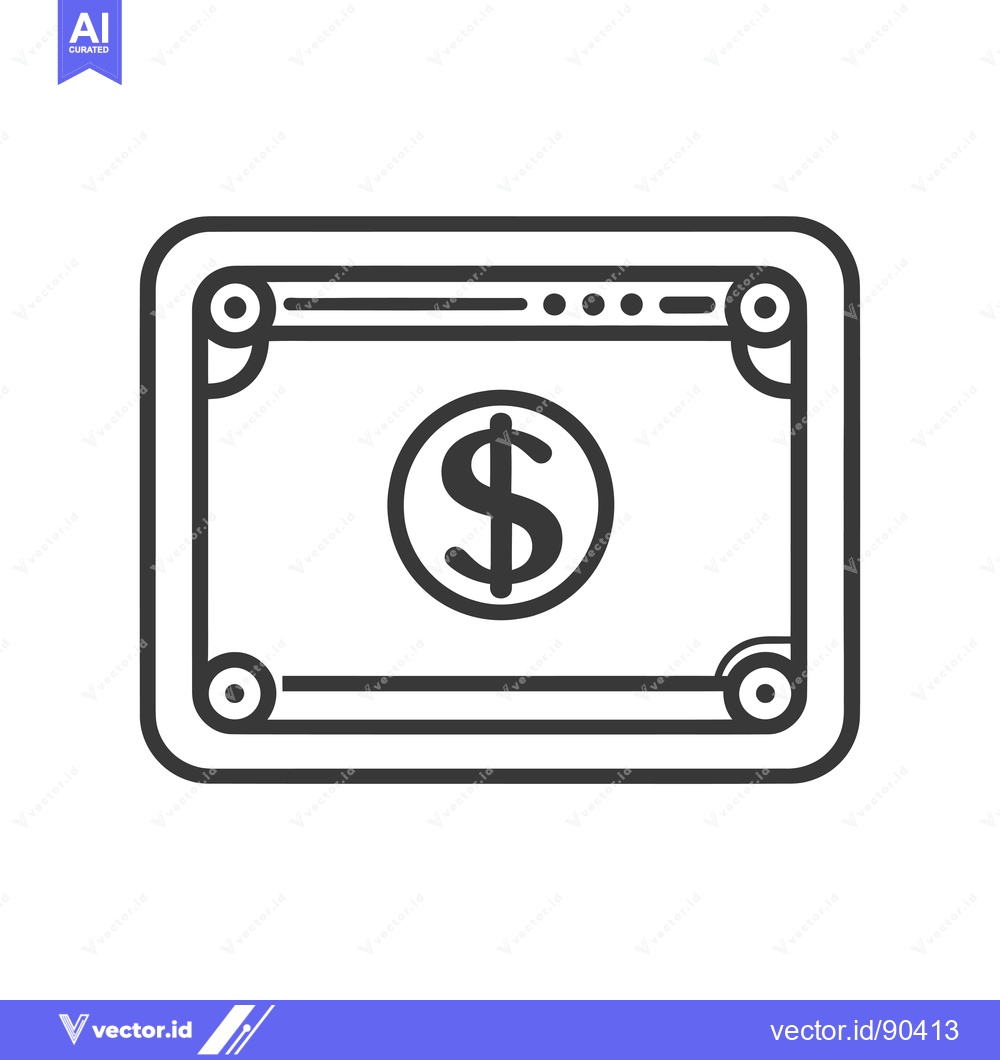 Premium Vector dari Outline Illustration of a Dollar Bill