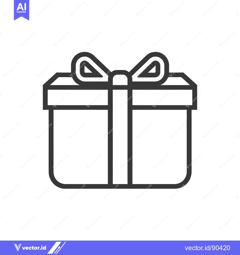 Premium Vector dari Outline illustration of a gift box with a bow