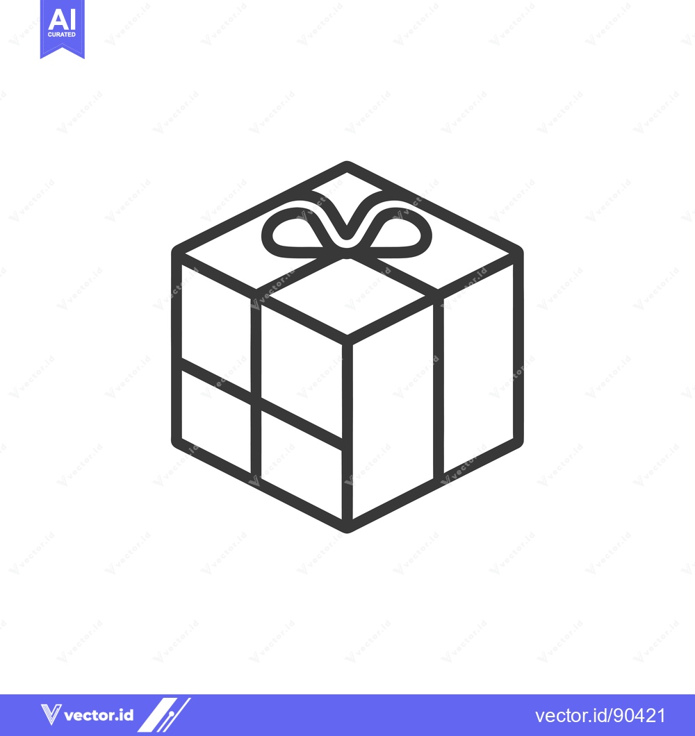Premium Vector dari Outline illustration of a gift box with a bow on top
