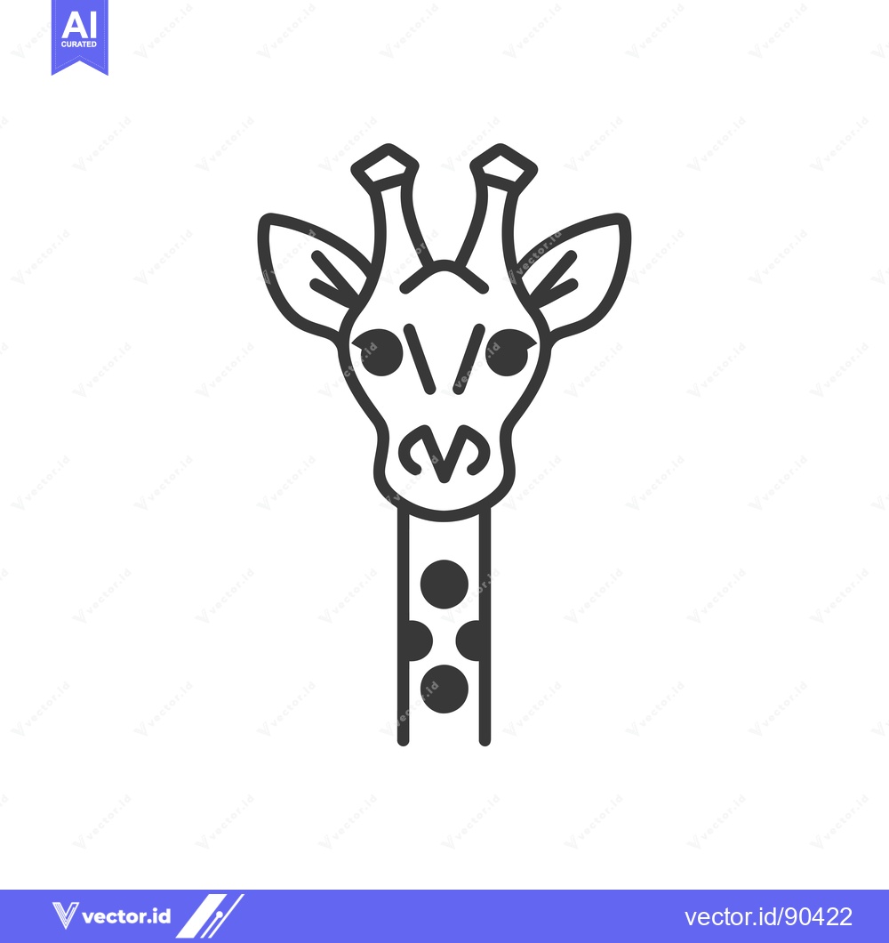 Premium Vector of Outline Illustration of a Giraffe's Head and Neck