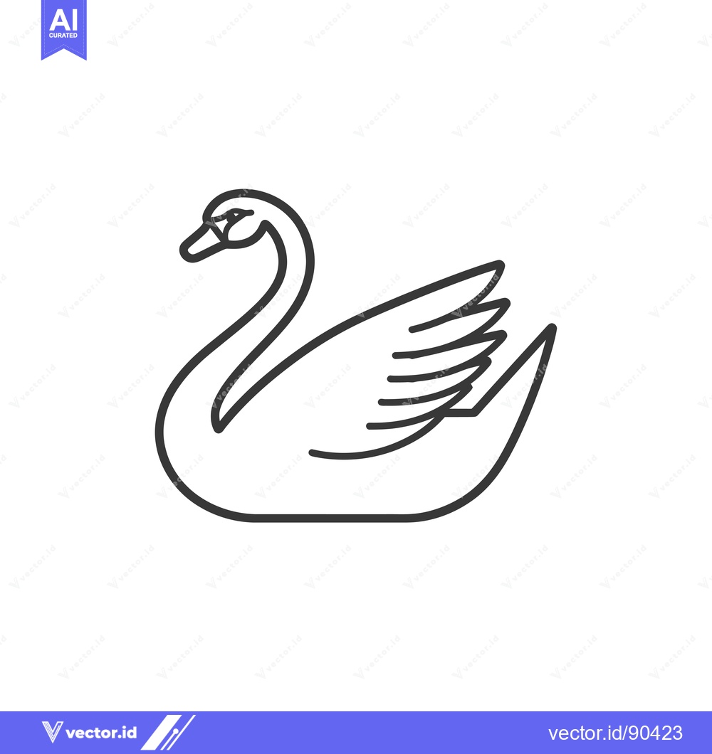 Premium Vector of Outline Illustration of a Graceful Swan