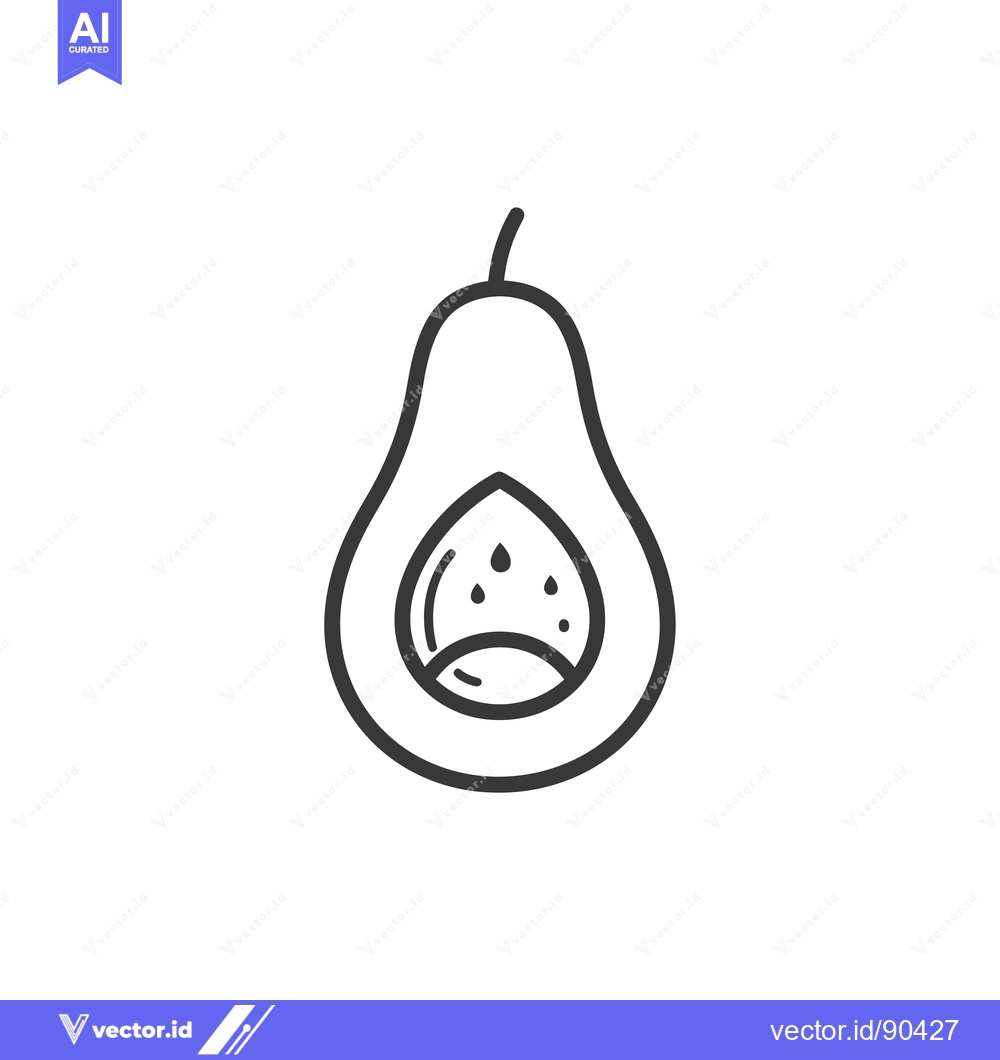 Premium Vector dari Outline illustration of a halved avocado with a seed