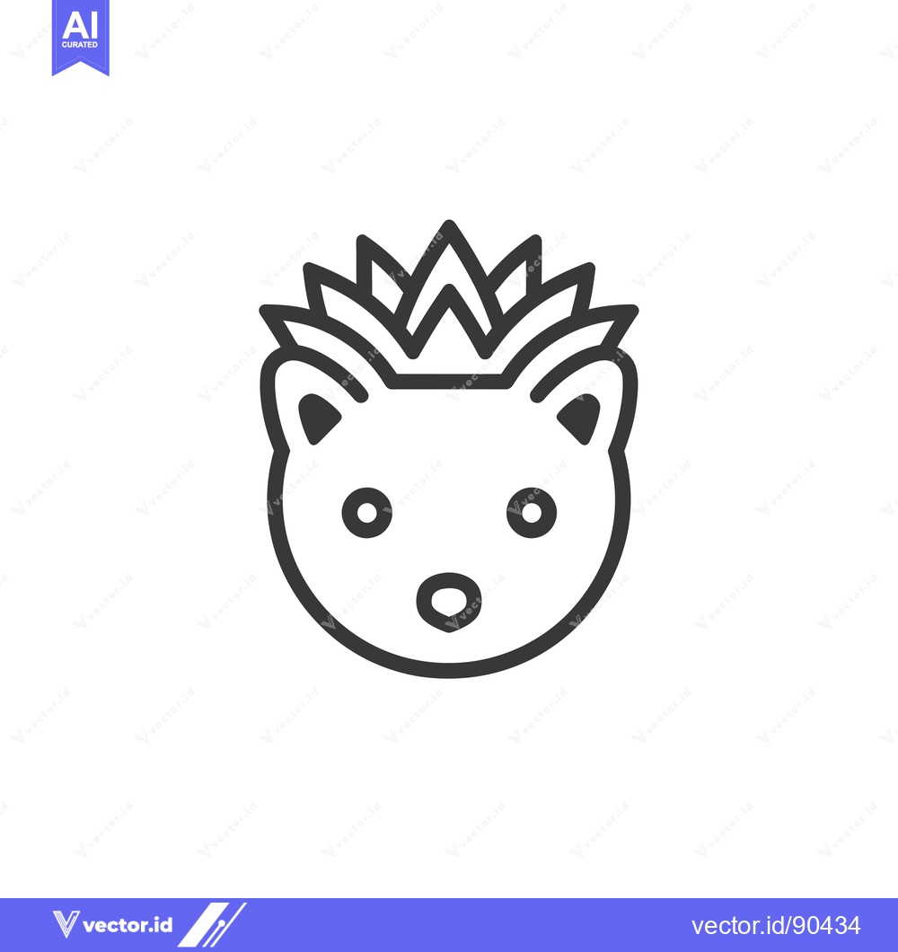Premium Vector of Outline Illustration of a Hedgehog's Head with Spikes