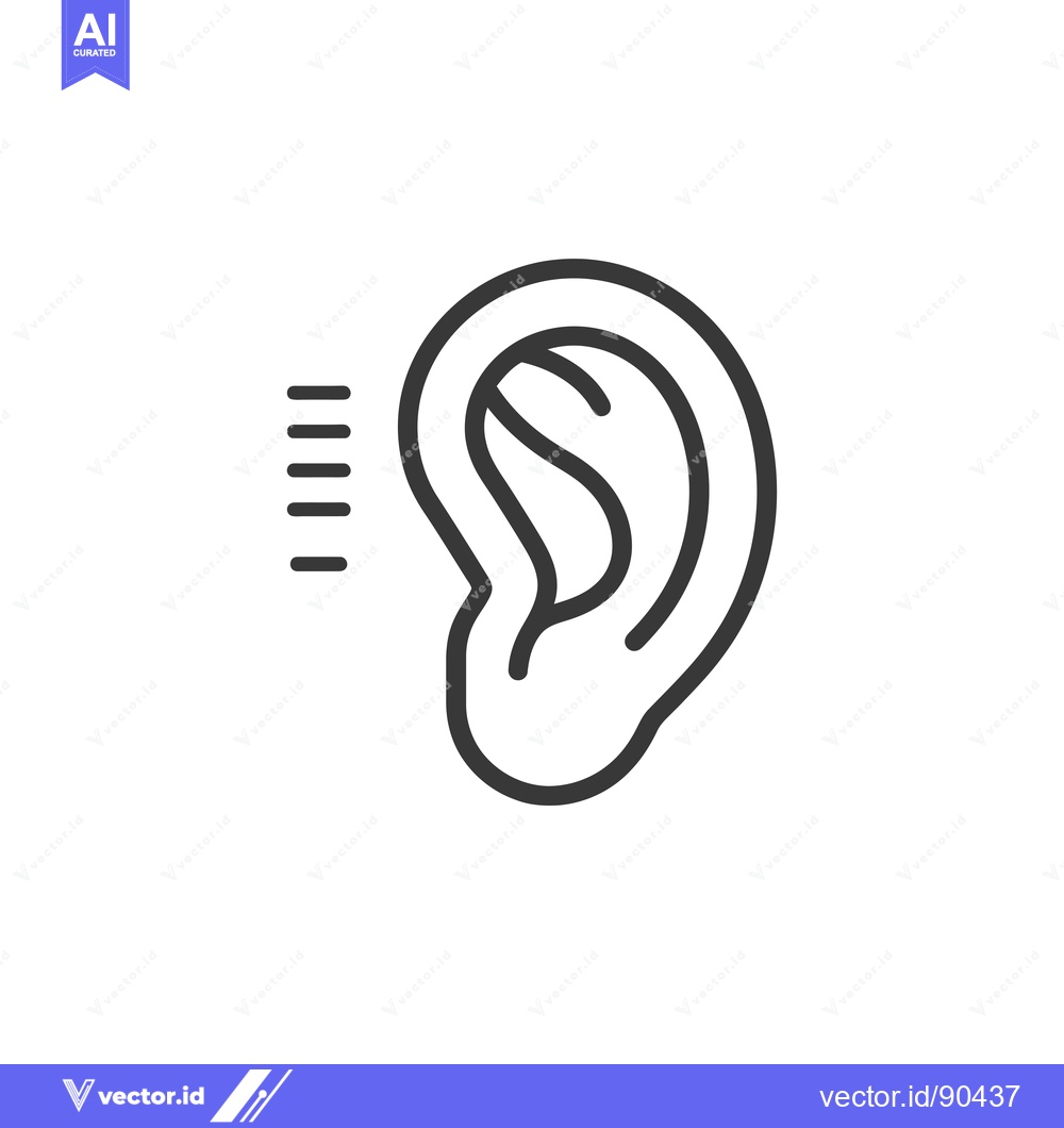 Premium Vector dari Outline Illustration of a Human Ear with Sound Waves