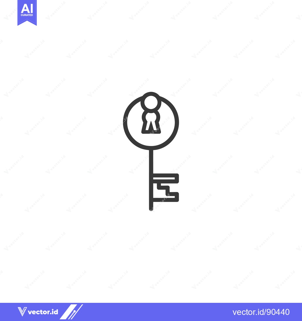 Premium Vector dari Outline illustration of a key with a keyhole in the head