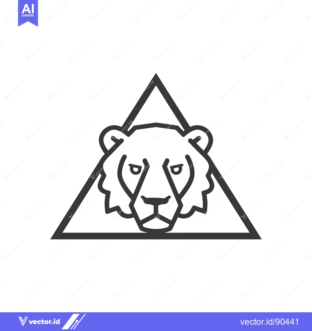 Premium Vector dari Outline Illustration of a Lion's Head Inside a Triangle
