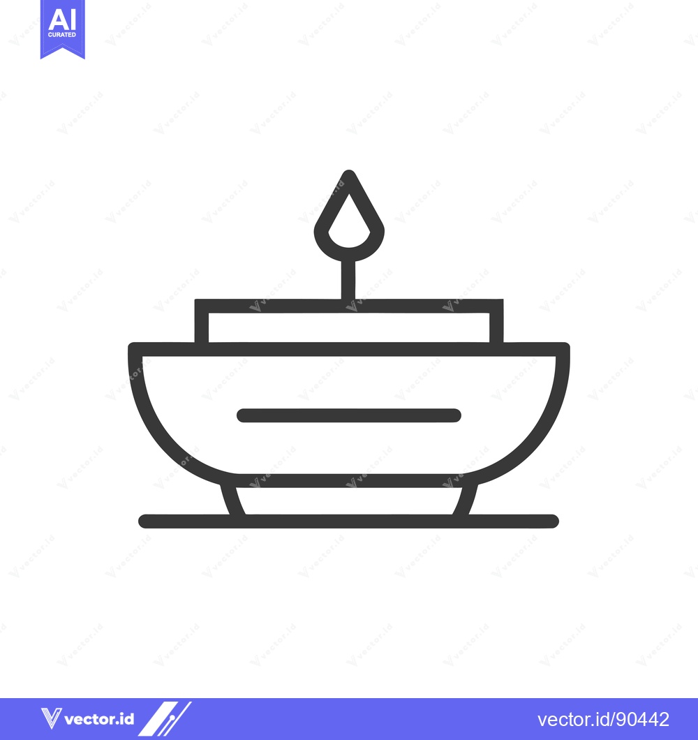 Premium Vector of Outline Illustration of a Lit Candle in a Bowl