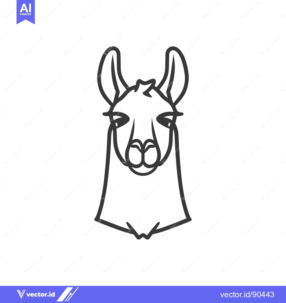 Premium Vector dari Outline Illustration of a Llama's Head