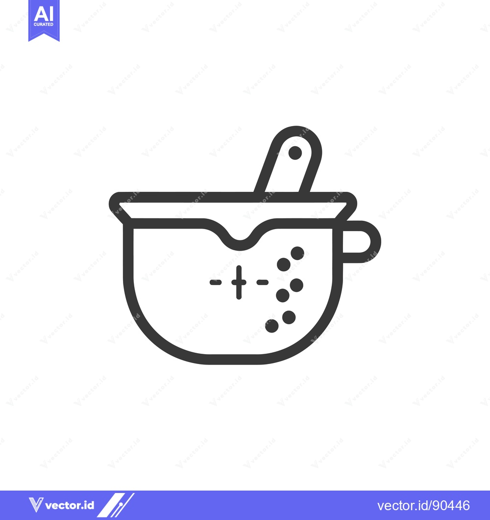 Premium Vector dari Outline Illustration of a Mixing Bowl with a Spoon