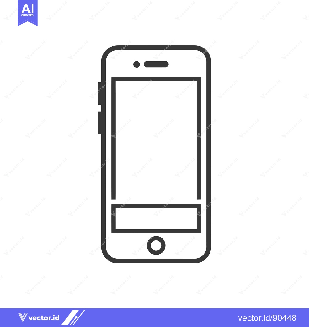 Premium Vector of Outline Illustration of a Modern Smartphone