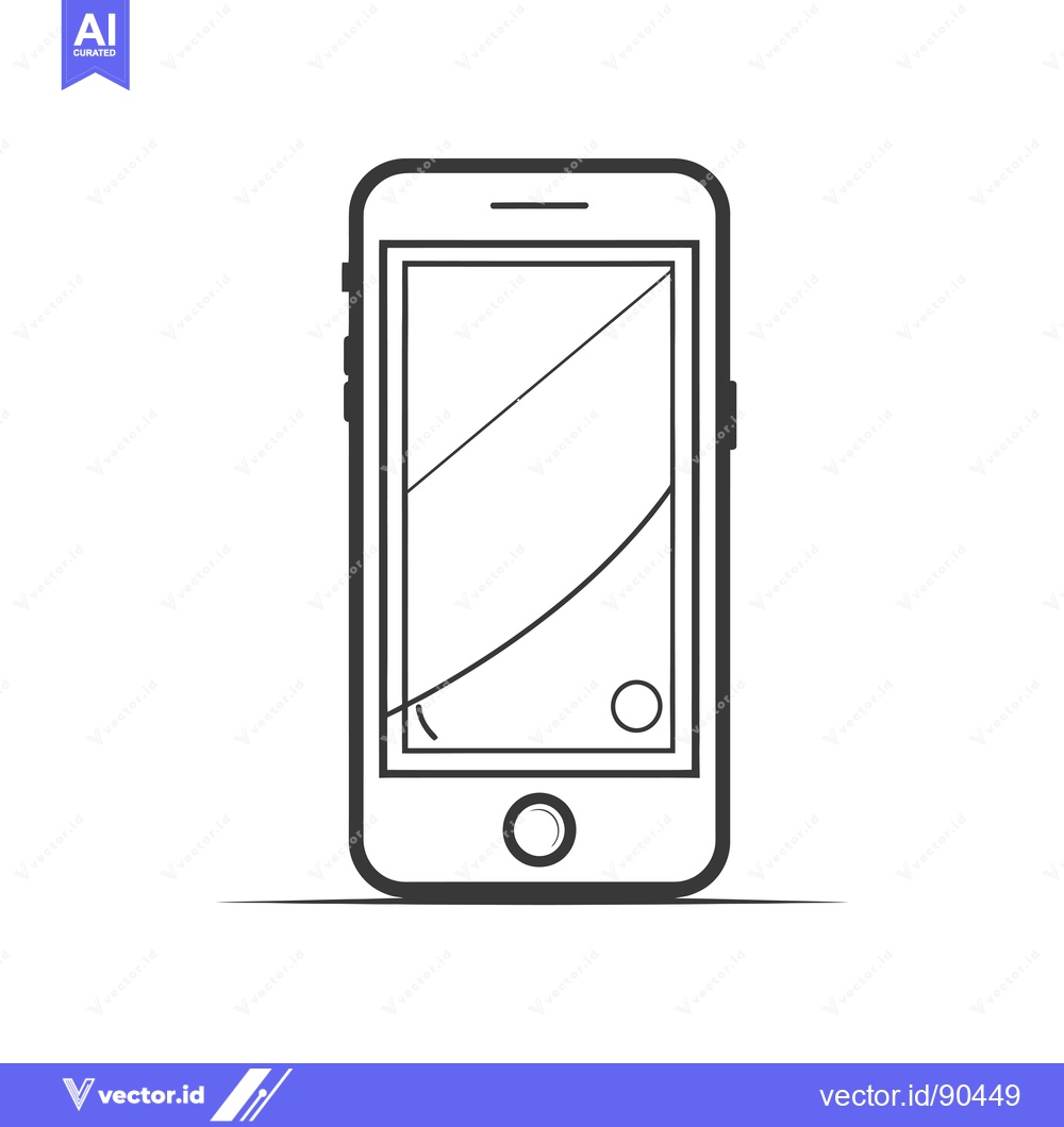 Premium Vector dari Outline Illustration of a Modern Smartphone with a Curved Line and Cir